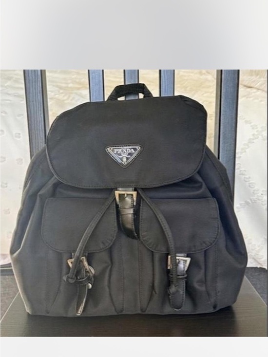 Prada Handbags - Prada Black Nylon Drawstring Backpack with Front Pockets